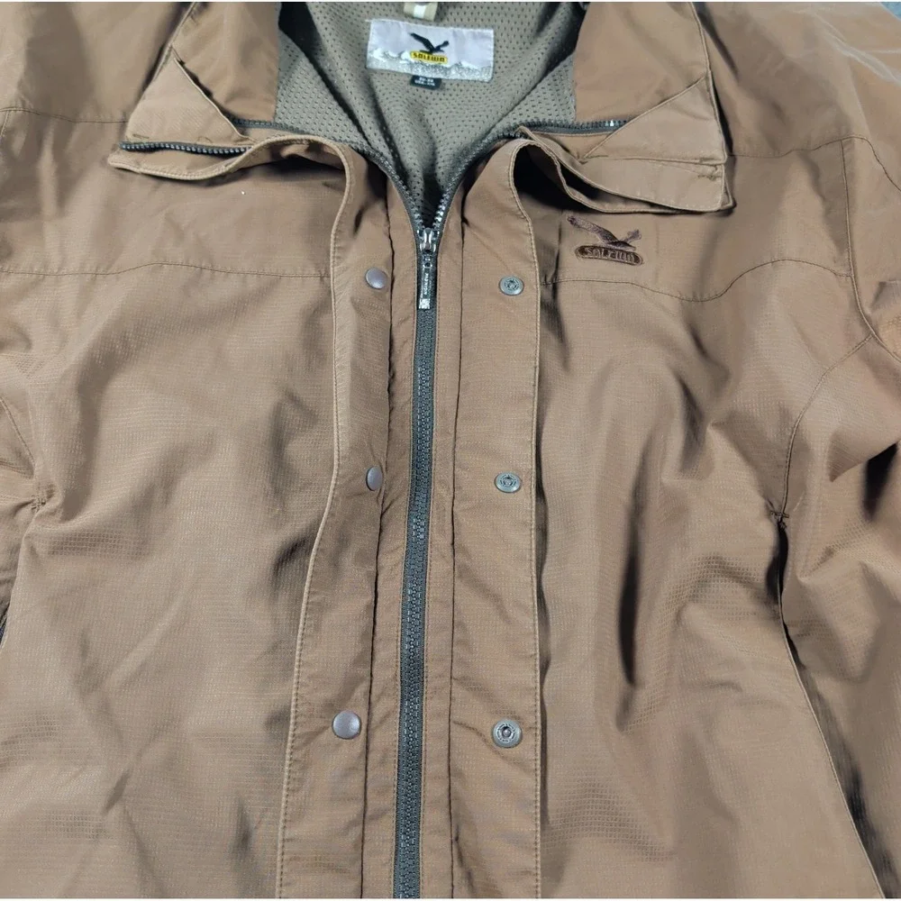 Vtg 90s Waterproof Jacket Mens Salewa Powertex Size XL Brown Full Zip Gorpcore